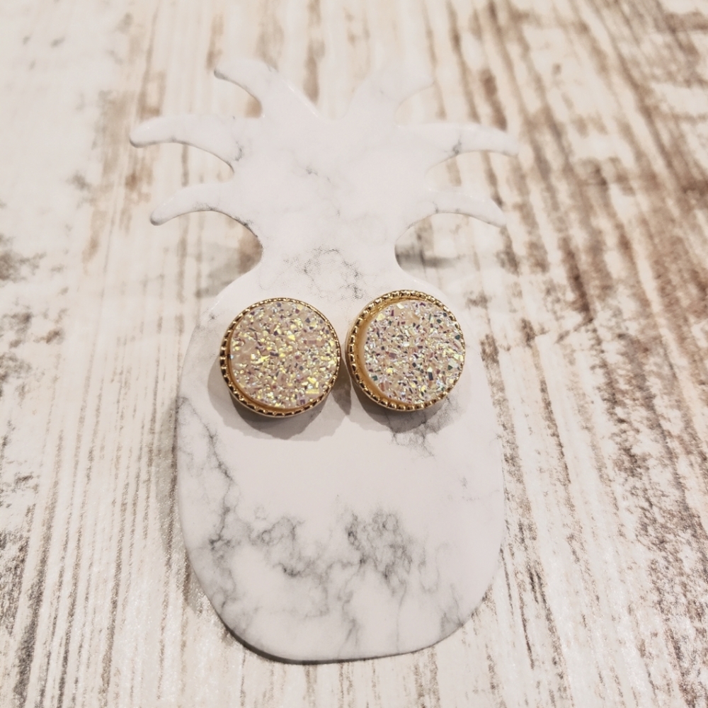 Women's Druzy Earrings : White